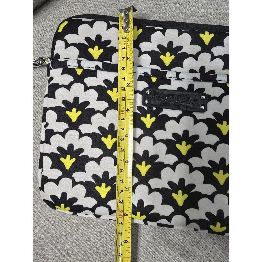 Vera Bradley iPad Tablet Sleeve Case Wristlet Zip Padded Black White Yellow
